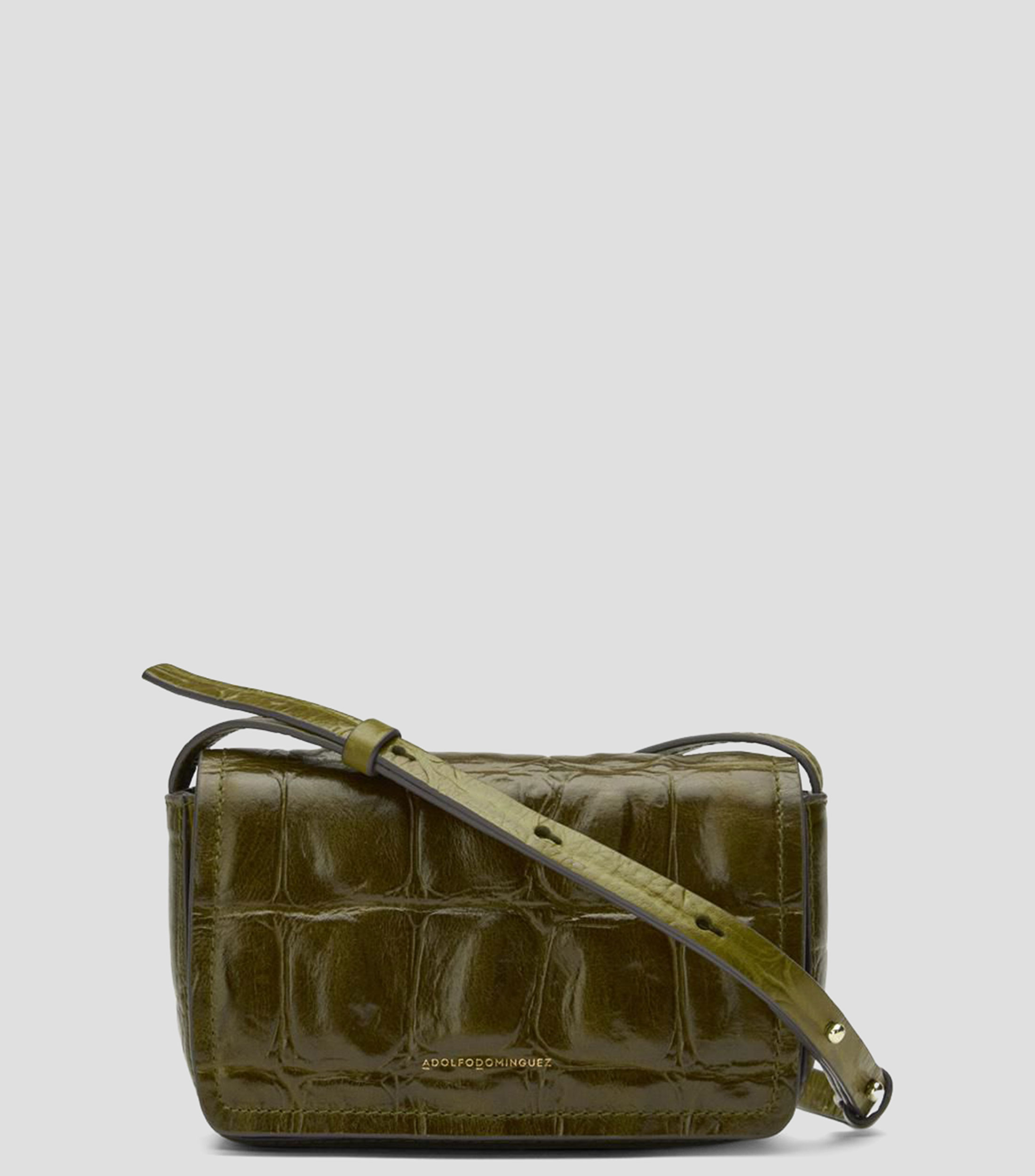 Bolsa mini crossbody en piel con grabado efecto coco sólido Mujer